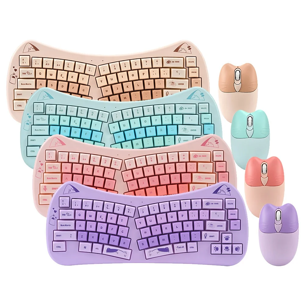 2024 Amazon Ebay Hot Sale DIY Colorful 66 key Keyboard Mouse Set for Gaming Laptop Girls 2.4G wireless Mini Keyboard Mouse Combo
