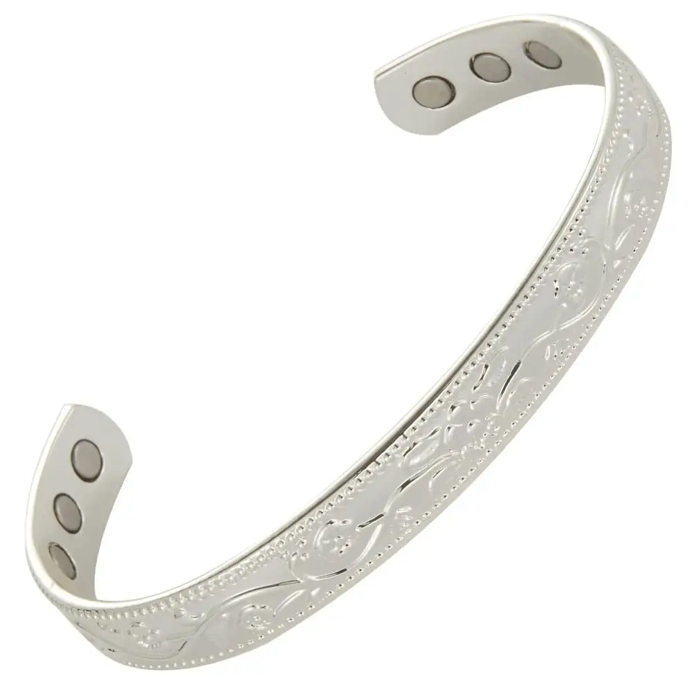 Индийский медный браслет kada silver Tibetan Целительный с ультра прочными магнитами