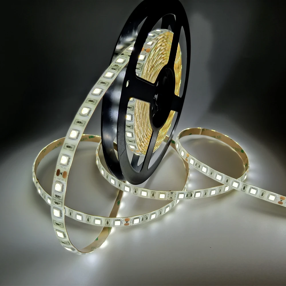 5050 led strip light aluminum profile ceiling 60led 3/4/6000k motorcycle led strip 12w 10mm double row led strip