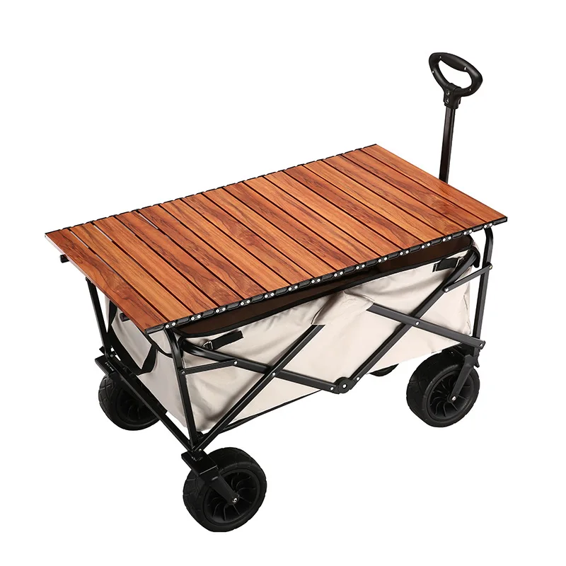 Collapsible Folding table Wagon Foldable Outdoor Beach Shopping Garden Cart with Wheels Push Or Pull
