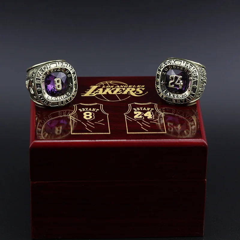 Кольца чемпионата NB A Los Angeles Lakers № 8 и 24 с бокс-сетами из сплава кольца по баскетболу высококачественные