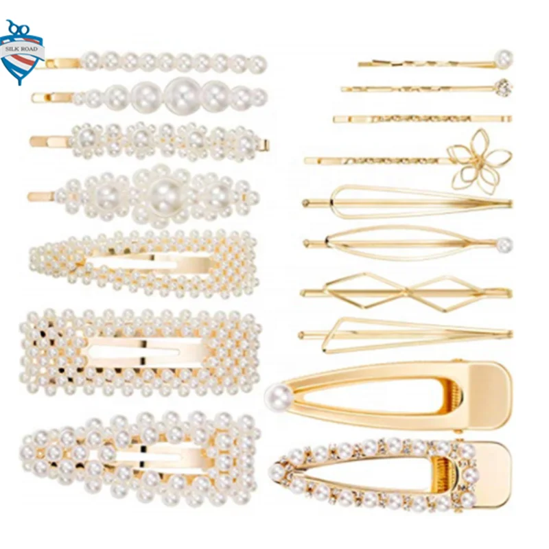 Newest Design Luxury Imitations Pearl Hair Clips Round Shape Square Shape Triangle Shape Star Pearl Hairpin Hair Clips