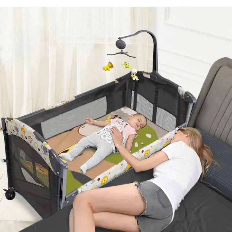 Baby Cots Wholesale Assemble Baby Bed, Designer Folding Designs, Prices Portable Baby Cot Beds/ Crib Organizer for Diaper Metal