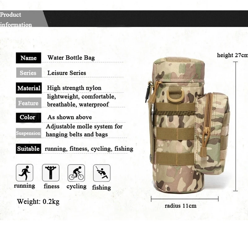 Travel Tool Kettle Set Outdoor Tactical  Molle System Water Bags Bottle Holder EDC Multifunctional Bottle Pouch