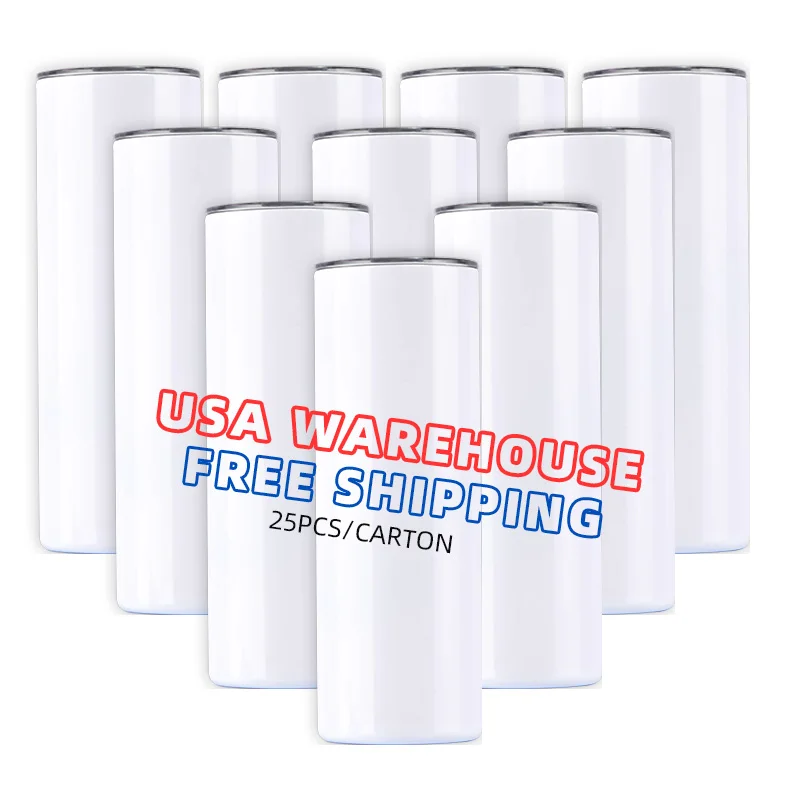 USA warehouse 20oz 30oz double wall sublimation blanks mugs Stainless Steel Tumblers with Straw and Lids