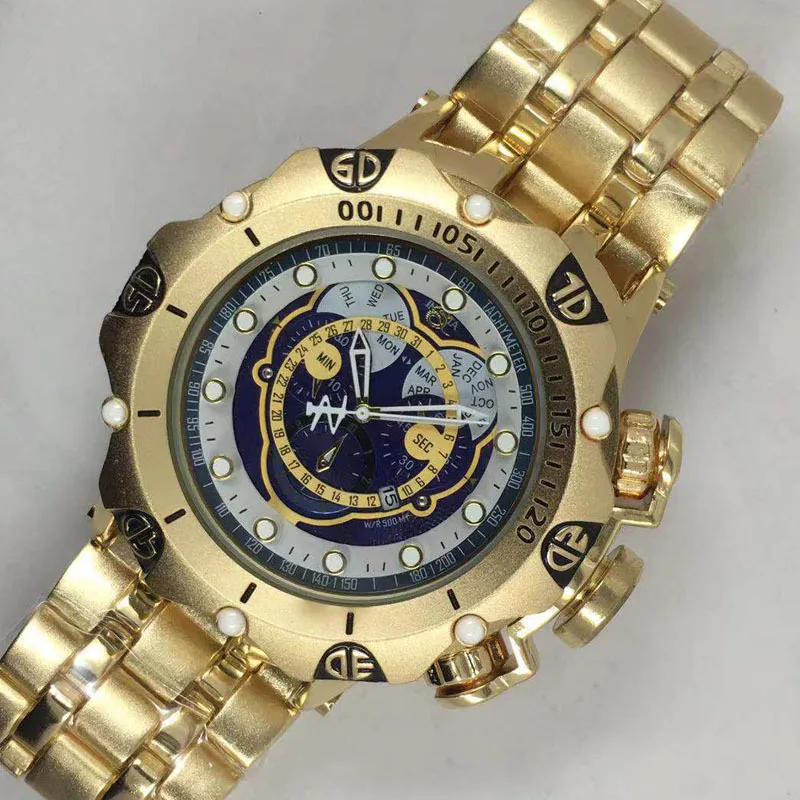 Мужские кварцевые часы Invi 2022, Золотая указка, круглый модный спиральный циферблат с одной застежкой, большой циферблат