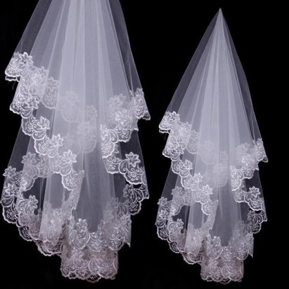 Hot Sale Wedding Veil White Ivory Bridal Veil Appliques Lace Edge Wedding Accessories