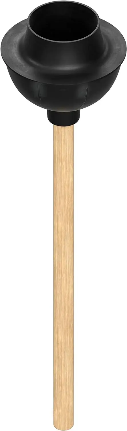 Heavy Duty Toilet Plunger Commercial Grade Double Thrust Force Rubber Cup with Wood Handle