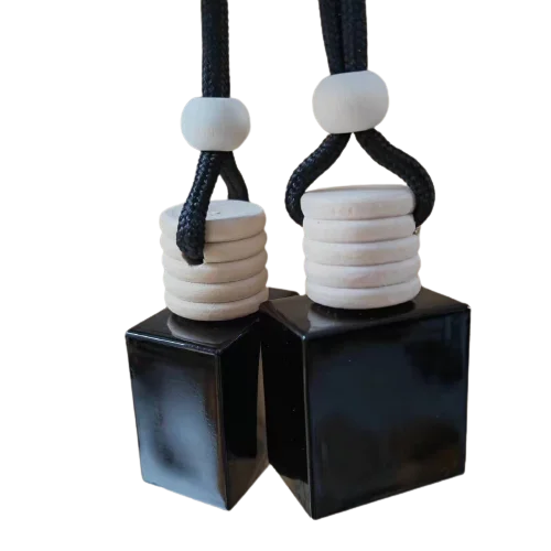 10ml Luxury Black Square Car Fragrance Air Freshener Hanging Car Perfume Bottle Empty Glass Vial