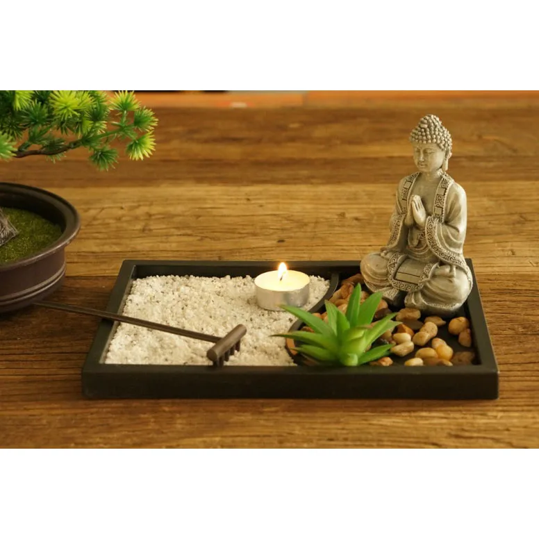 Hot Sale Zen Garden accessories Zen Tray With Buddha Tool Set Zen Garden Kit