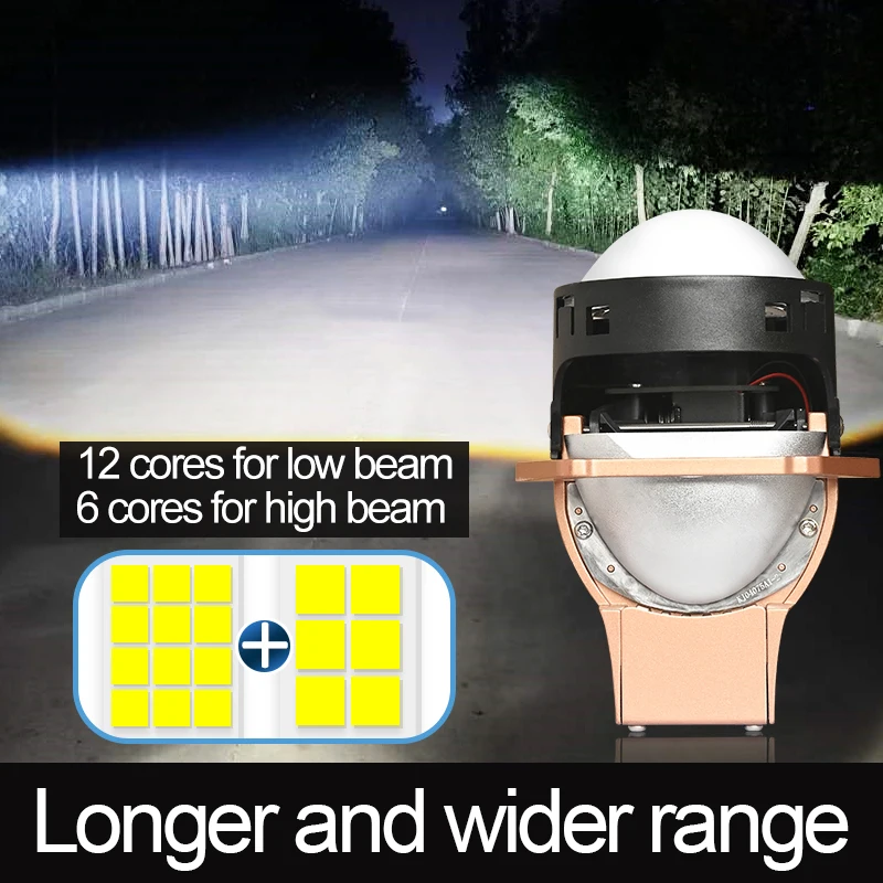 Xenplus Universal Car Light Accessories Super Bright 65w 3.0 Inch Bi Led Projector Lens Dc 12v 6000k 3 Inch Bi Led Projector Len