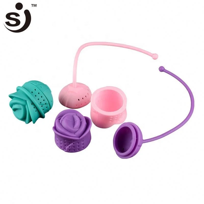 Beautiful Rose Shape Tea Filter Portable Tea Strainer Silicone Tea Infuser Wholesale Factory