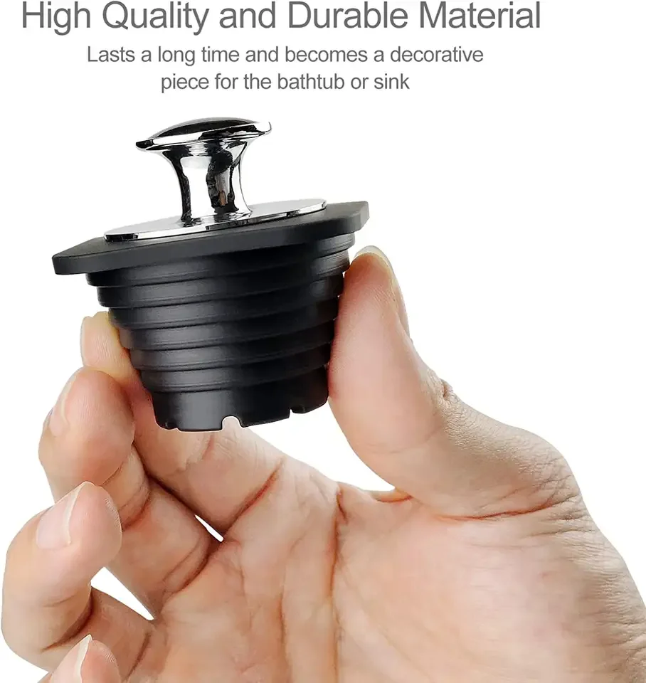 Bathtub Stopper Tub Drain Stoppers Made from silicone & stainless steel for Bathtub and Bathroom French Drain Pipe Freestandin