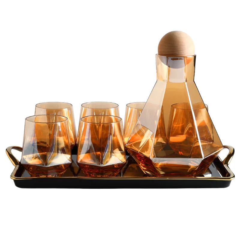 Nordic style luxury decanter whiskey set cold water kettles high borosilicate glass water pots with cups