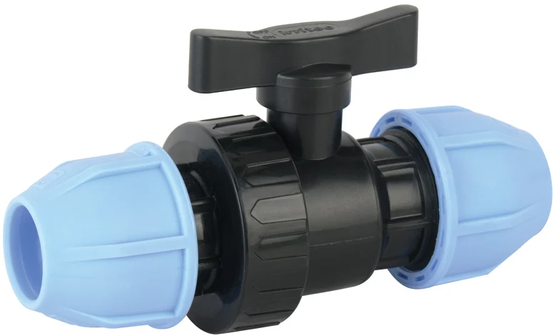 Бренд ирригационный пластиковый pp двойной соединитель HDPE PE PP шаровой клапан для водопроводной трубы 16