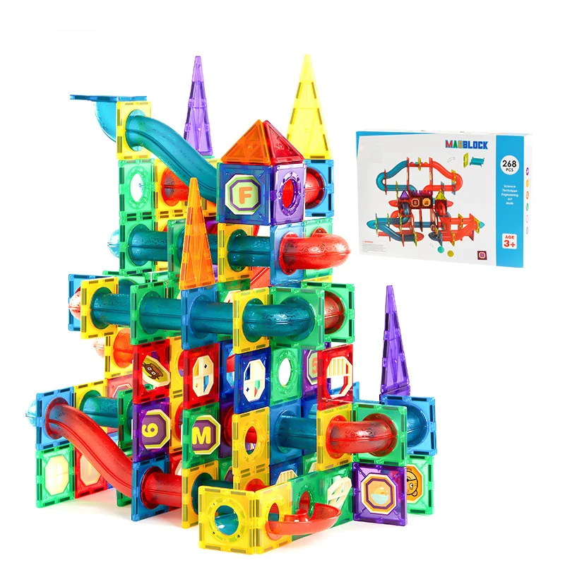2024 Building Marble Run Track Educational Kids Toys for Children Boys Girls 3D Magnetic Tiles Blocks Toys