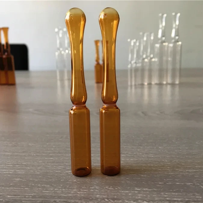 5ML liquid medicine Surface printing  Handling empty glass ampoule bottle amber clear