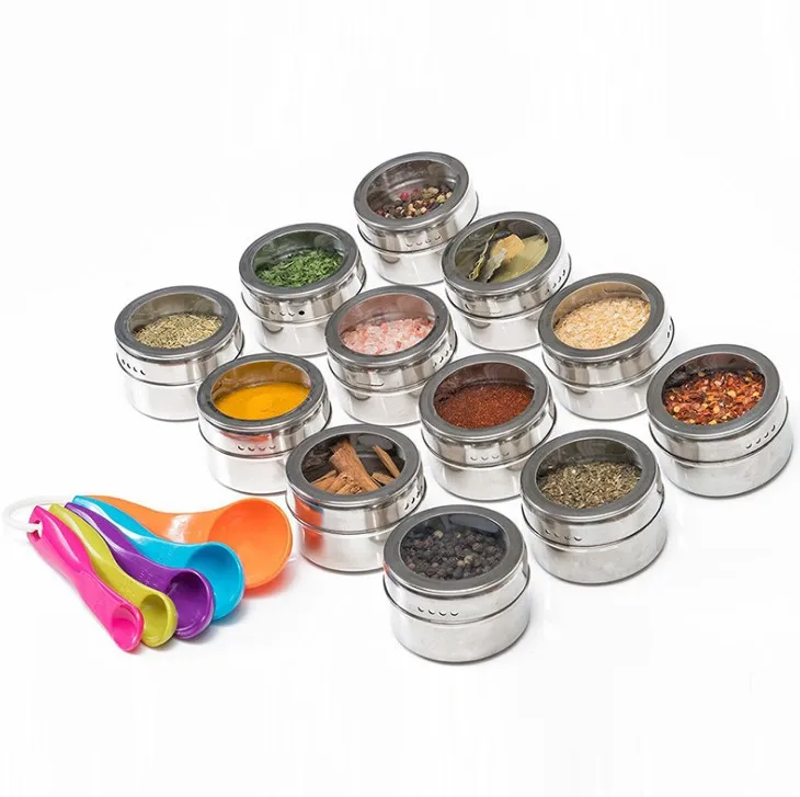 Wholesale Magnetic Spice Tins High Quality Stainless Steel Magnet Containers Spice Jar