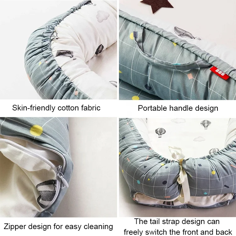 90*55*15cm New Portable Cotton Cradle Newborn Baby Crib Bassinet Bed Infant Nest Bed for Boys Girls Travel Bed