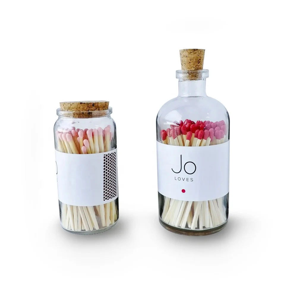 Glass bottle matches wood matches in bulk colored head safety matches