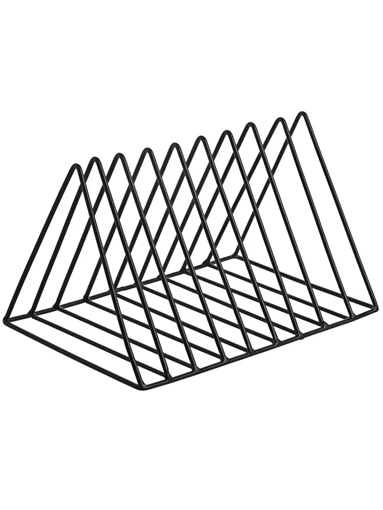 Office Decoration Book Triangle Lattice Metal Newspaper Magazine Holder File Storage Rack for Home