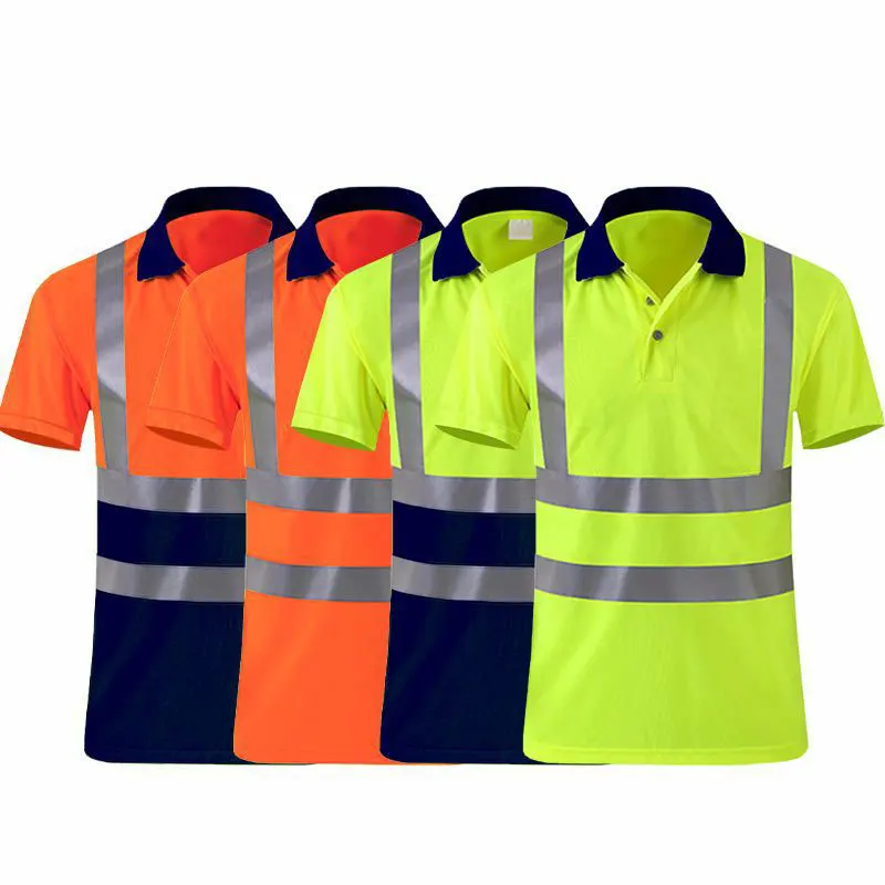 Security high visibility work construction reflection polyester hi vis polo shirt safety reflective t shirt for work wear shirts