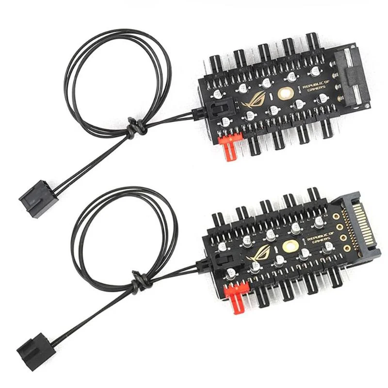 2022 SATA Power Supply  8 Fan HUB 5V 4 Pin PWM 3pin ARGB Splitter For PC LED Light Cooler Fan splitter molex