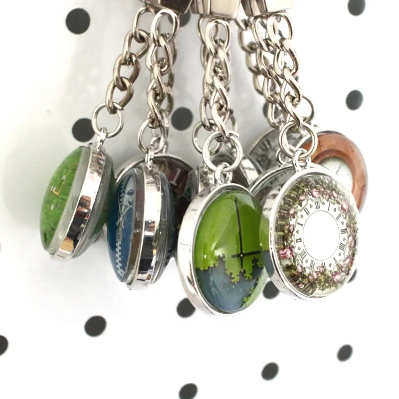 
Custom Photo Double-sided 0.98inch Round Roman Clock Pattern Printed Crystal Glass Keychain 