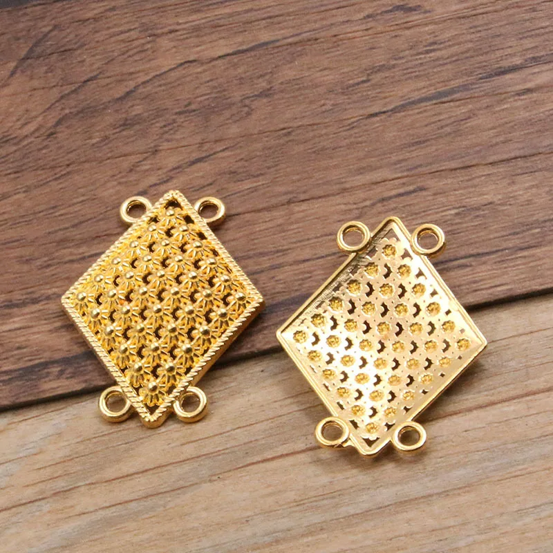 7 gold DIY zinc alloy retro ethnic style accessories porous hollow flower connectors
