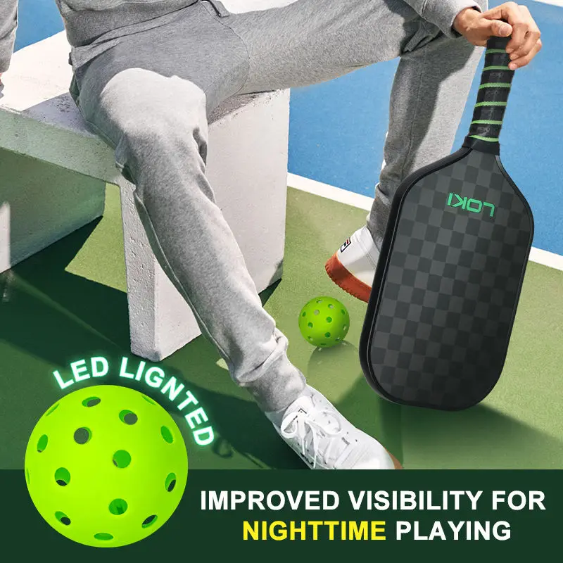 Pickleball USAPA Approved Graphite Carbon Fiber/Fiberglass Pickleball Lightweight Pickleball practice at night