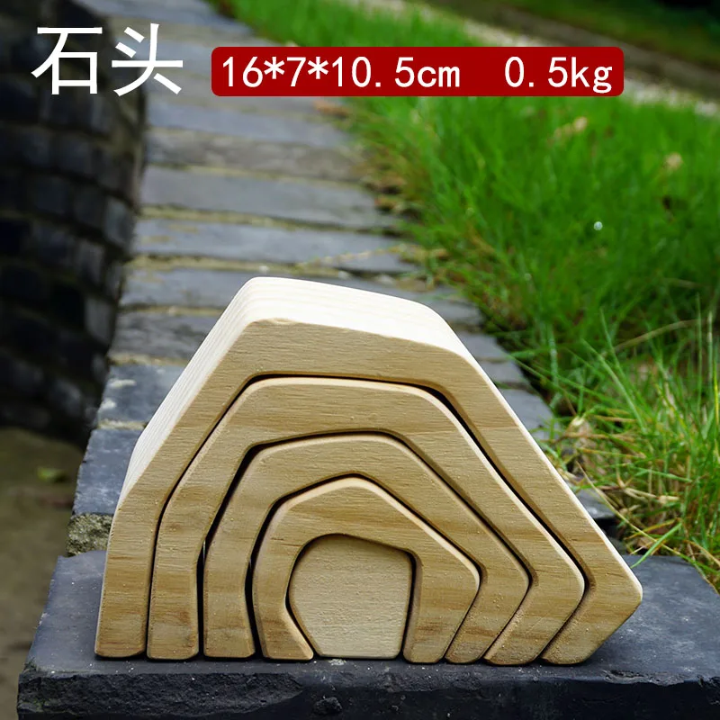 Montessori  Rainbow Children Creative 3D Wood Puzzle Wood Building Block Set Colorful Arch Bridge Toys for kids