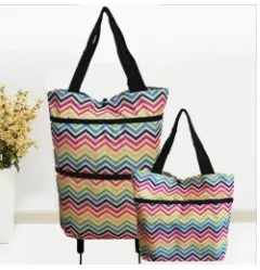 Lightweight Supermarket Carts Reusable Grocery Foldable Collapsible Shopping Trolley Cart Bags Folding Shopping Bag with Wheels