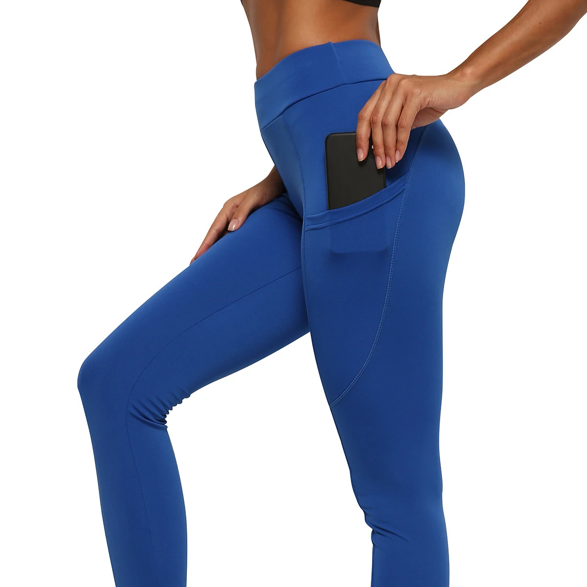 Womens Sports Soft Slim Athletic Gym Trousers High Waisted Seamless Yoga Pants with Pockets