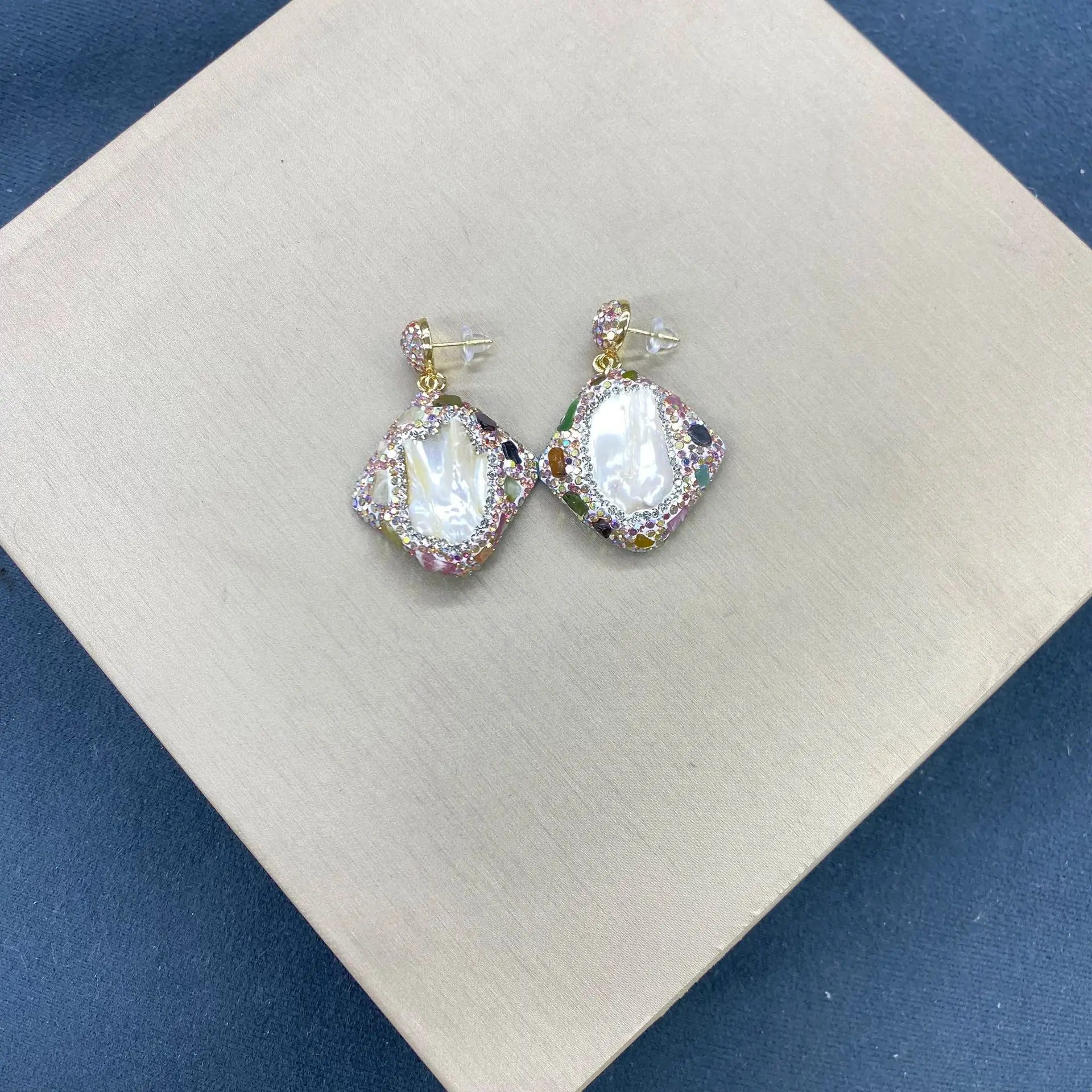 Natural Baroque Keshi Pearl Dangle Earrings With Natural Stone Earrings Jewelry