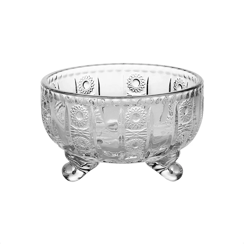 round glass candy jar and cookie pot with engraved design for tableware kitchen food kitchen storage gift glass candy pot