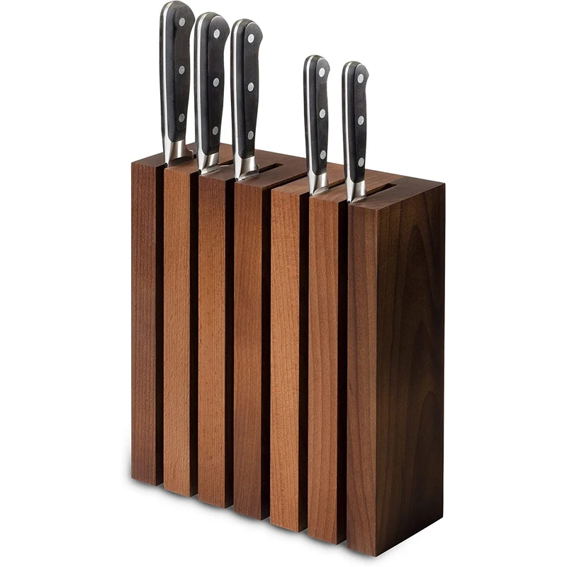 Wood Universal Knife Blocks & Storage Holder Knife Organizer for Kitchen Counter Stand for Kitchen Knives with Magnet