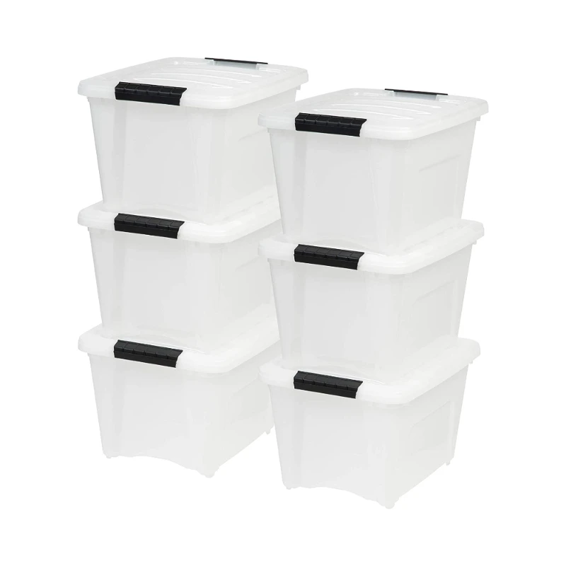 11L/12Qt пластиковые ящики для хранения корзины для хранения Контейнер для хранения с прочной крышкой и надежными защелкиваемыми пряжками
