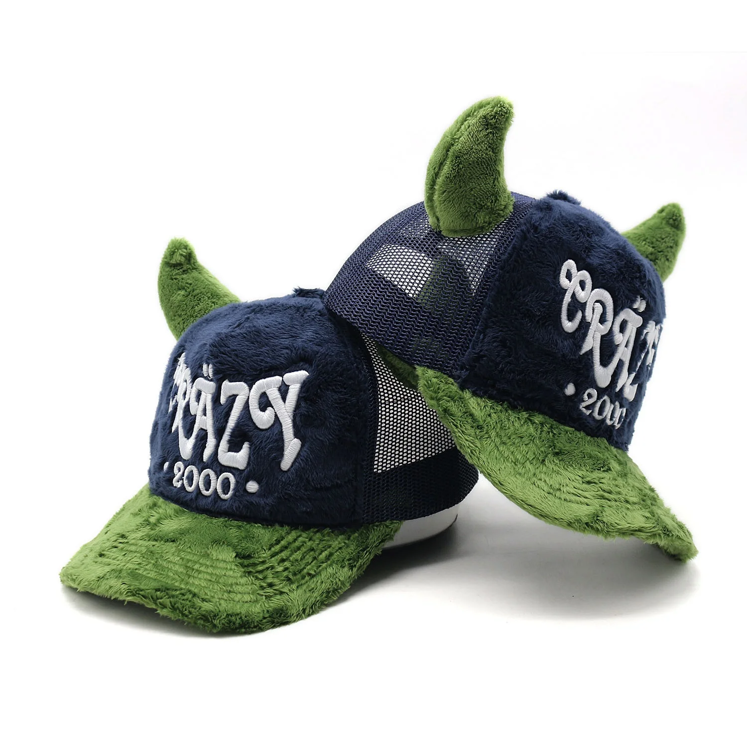 New Design Two Ton Fashion Fuzzy Velvet Trucker Hats Added Hron With Embroidery Logo