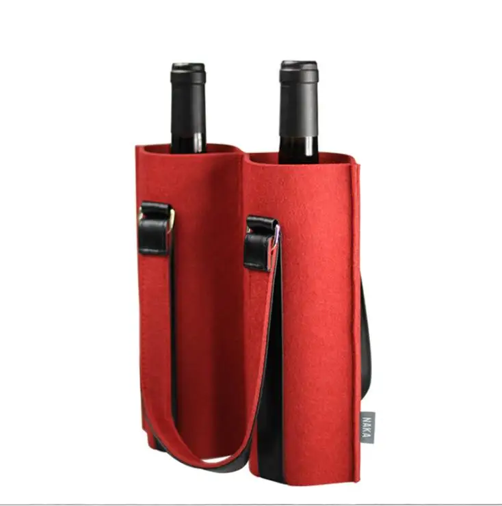 Подарочные пакеты для винной бутылки, фетровая Сумка-тоут для вина с ручкой для свадьбы, дня рождения и ужина, праздничные сувениры (красный)