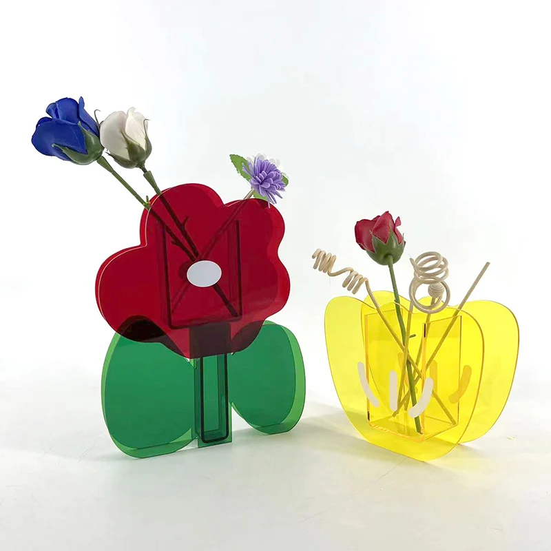 Factory customize designer Modern Minimalist Style high quality acrylic flower  vase for home decoration