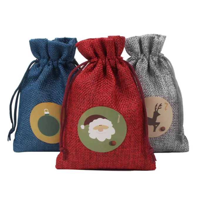 2021 New Hot Sell Promotion Small Burlap Fabric Wrap Gift Bags With Drawstring for Party Wedding Birthday Christmas Santa Sack