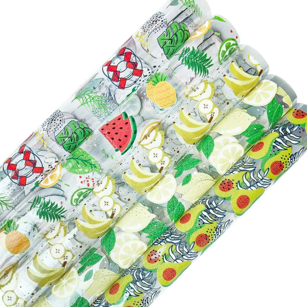 Custom Printing Pvc Plastic or Making Makeup Bags Shoes Raincoat Cover Sustainable Shoes Clear fruit printing PVC film Rolls