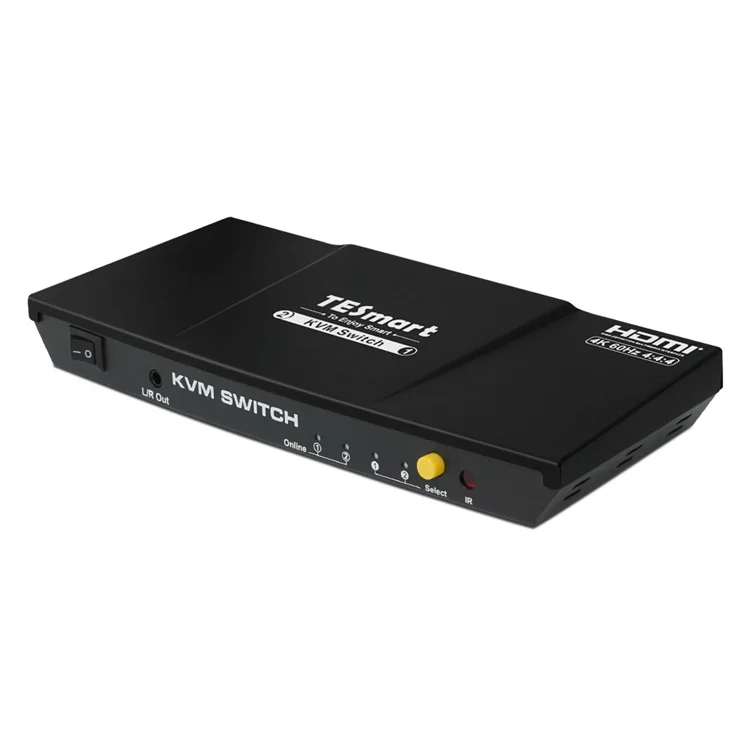 TESmart KVM Switch 2 in 1 Ultra HD Hotkey 3D Video Switcher with IR Remote HDR HDCP USB 2.0 Auto 4K60hz HDMI KVM Switch