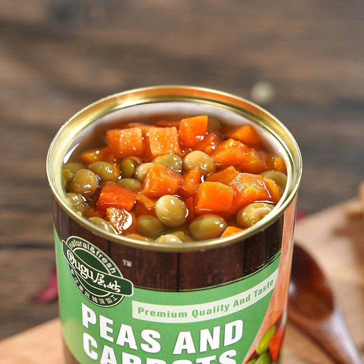 Canned Green Peas and Carrots Mixed Vegetables 400g Canned Food Natural Vegetables Steamed 0.4 Kg Salty Water Easy Open Lid Can