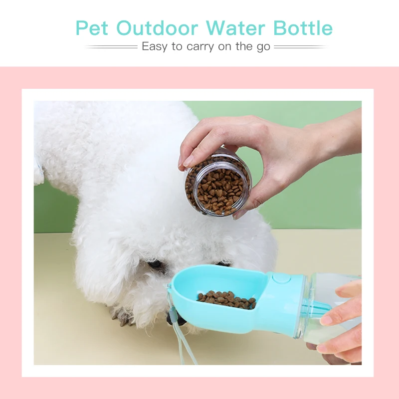 Portable Water Bottle For Dogs Outdoor Puppy Pet Travel Dog Drinking Water Bottle with Food Container Dispenser Bowl