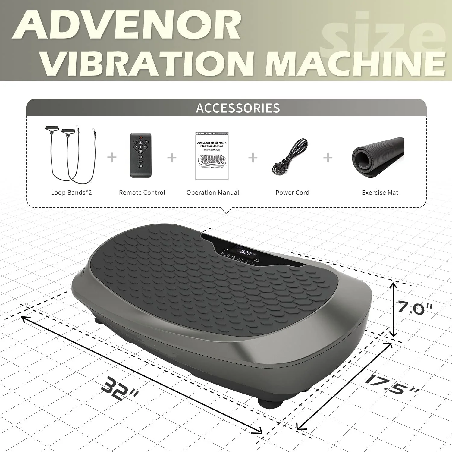 4D Vibration Plate Exercise Machine Triple Motor 120 Speed w/Loop Bands Whole Body Workout Fitness 3D/4D Vibration Platform