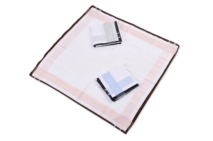 Panuelos de algodon para hombr Bulk Wholesale Low MOQ 43x43cm 100% Cotton Striped Pocket Square Yarn Dyed Handkerchiefs For Men