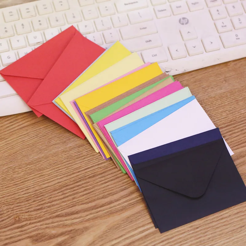 7x10cm Colorful Black Brown Kraft Beige Pink Mini Small Paper Envelope For VIP Gift Card