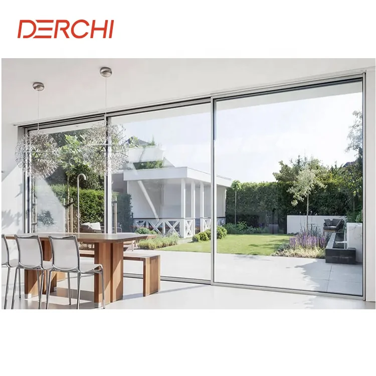 High Quality Aluminum Profile Double Tempered Glass Sliding Door Impact Resistant Exterior Interior Door