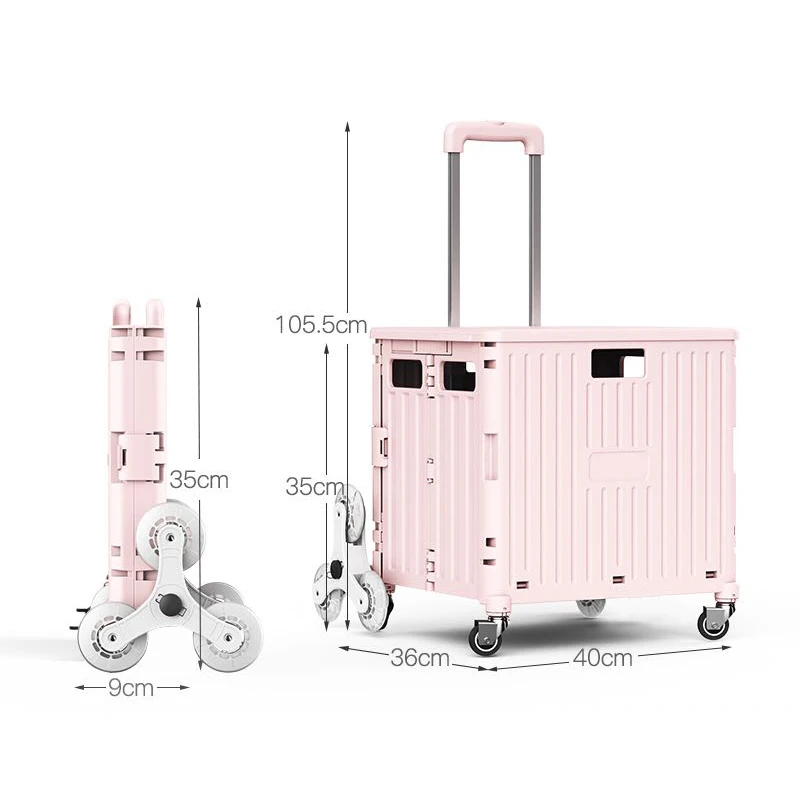 Easy Climbing Stair Eight Wheels Plastic Rolling Folding Cart, Foldable Trolley, Hand Cart Shopping Cart Shopping Trolley 50kg